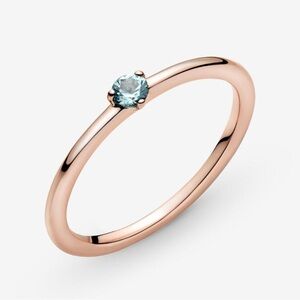 Pandora Rose Gold Light Blue Solitaire Ring